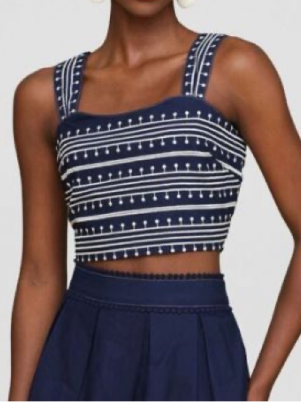 Avec Les Filles Women's Navy and Blue Crop-top